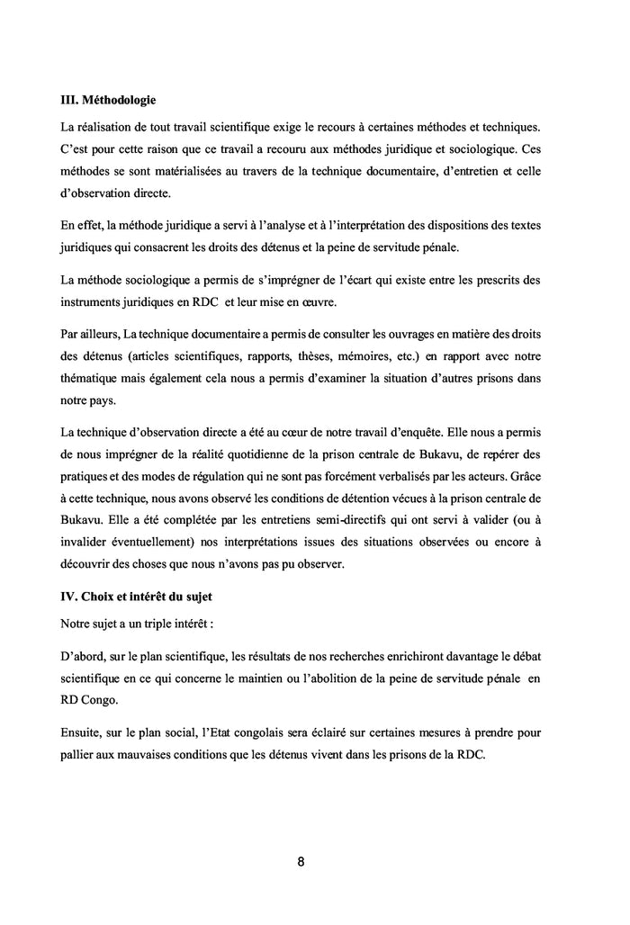 LA SERVITUDE PENALE EN RD CONGO :