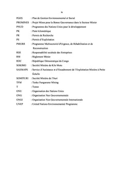 Impact environnemental et social des activités Minières en ITURI/RDC