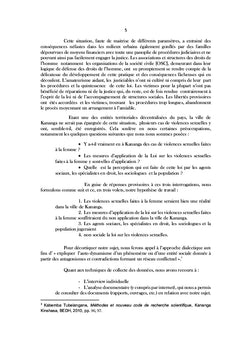 LES CAHIERS DU CRESH KASAI CENTRAL Volume spécial 1 premier semestre