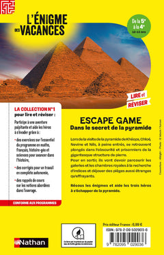 L'Enigme des vacances Escape game de la 5e à la 4e - Dans le secret de la pyramide