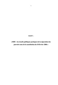 Ecueils politique pratique du principe de la séparation du pouvoir
