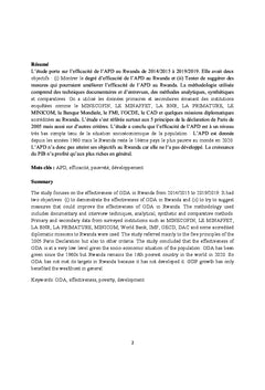 Le degré d'efficacité de l'APD au Rwanda