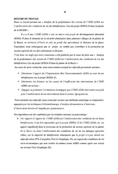 Analyse De La Performance Des Actions De L'ONG Adra en RDC