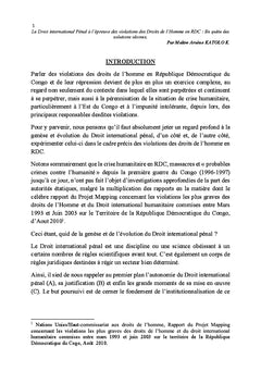 Le Droit international pénal à l'épreuve des violations des Droits