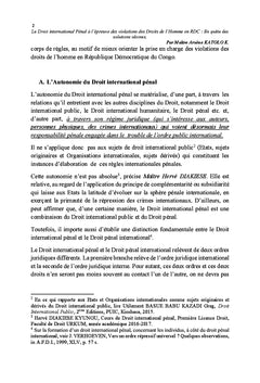Le Droit international pénal à l'épreuve des violations des Droits