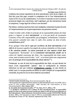 Le Droit international pénal à l'épreuve des violations des Droits