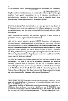 Le Droit international pénal à l'épreuve des violations des Droits