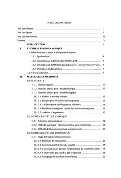 Etudes Chimique et Biologique des Extraits d'Anthospermum Perrieri