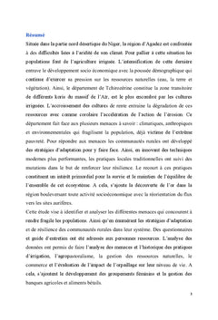 Region d'Agadez : Fragilite et menaces