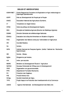 Agroclimatologie de la production de l'anacardier en Guinée-Bissau