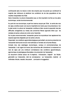 Agroclimatologie de la production de l'anacardier en Guinée-Bissau