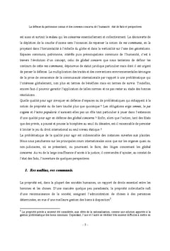 La défense des Common Concerns et du patrimoine commun de l'Humanité