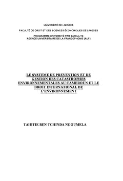 Protection civile au Cameroun et droit de l'environnement