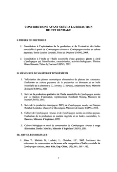 Culture, distillation et valorisation des espèces de cymbopogons