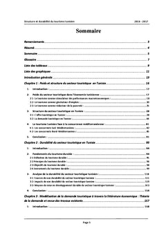 Structure et durabilité du tourisme tunisien