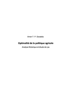 Optimalite de la politique agricole