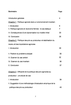 Optimalite de la politique agricole