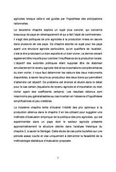 Optimalite de la politique agricole