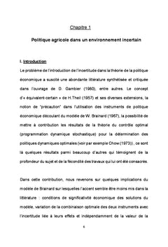 Optimalite de la politique agricole