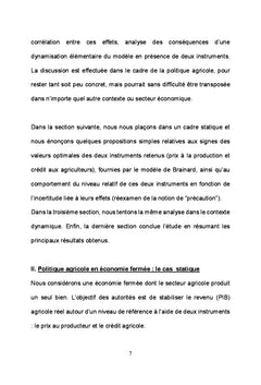 Optimalite de la politique agricole