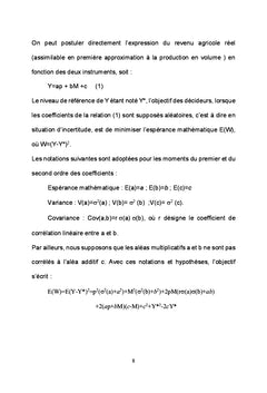 Optimalite de la politique agricole