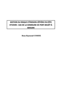 Gestion du risque d'érosion côtière : cas de Port-Bouët à Abidjan