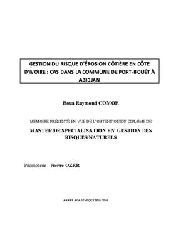 Gestion du risque d'érosion côtière : cas de Port-Bouët à Abidjan