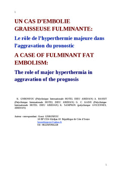 Embolie graisseuse et hyperthermie majeure