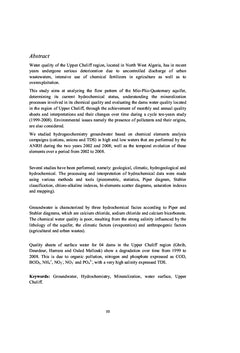 Etude de la Qualité des Eaux de la vallée du Haut Cheliff (Algérie)