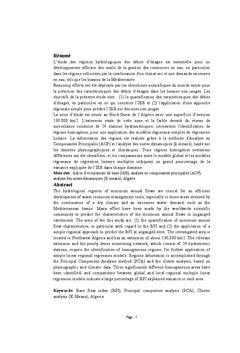 Etude des etiages et des debits de base au Nord-Ouest de l'Algerie
