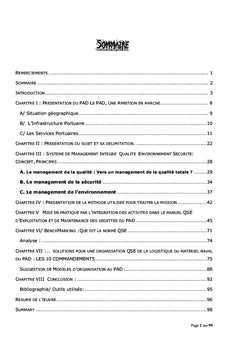 Etude pour la mise en place SMI Maintenance du matériel naval du PAD