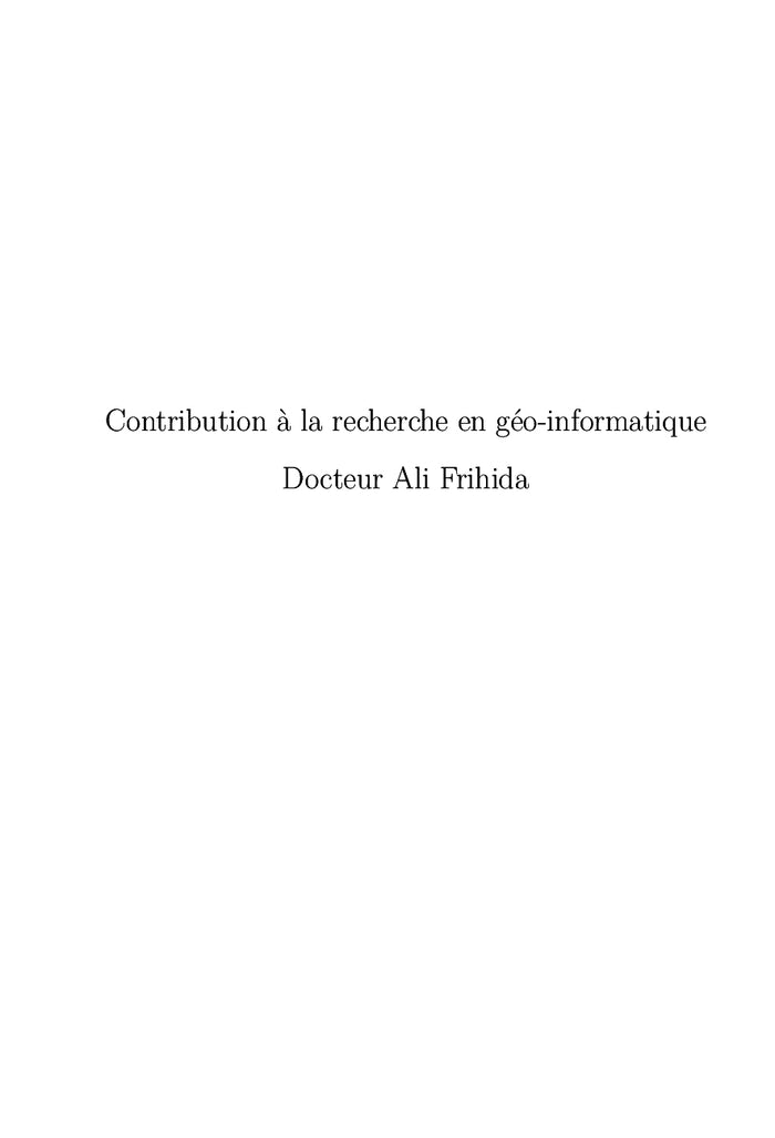 Contributions à la recherche en géo-informatique