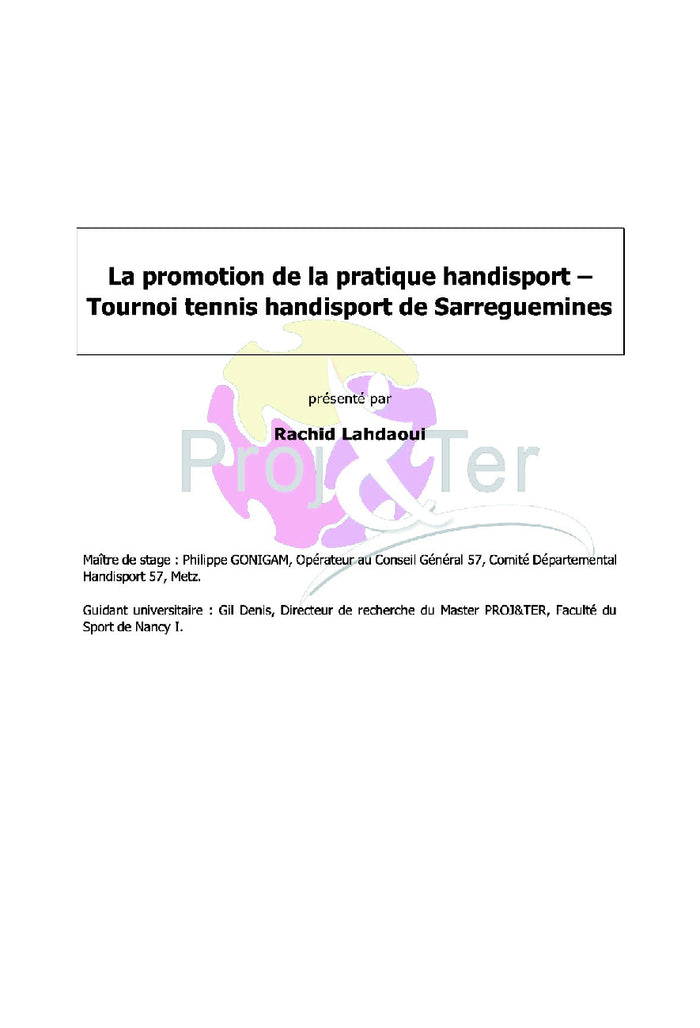 La promotion de la pratique Handisport