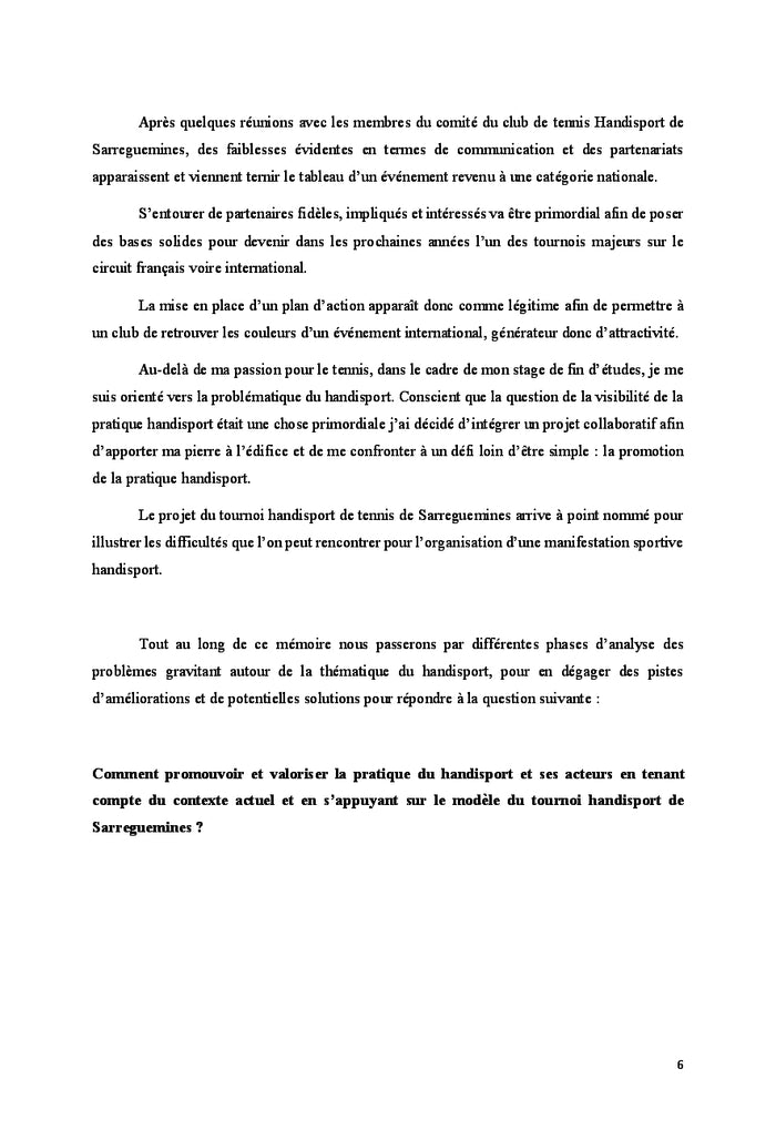 La promotion de la pratique Handisport