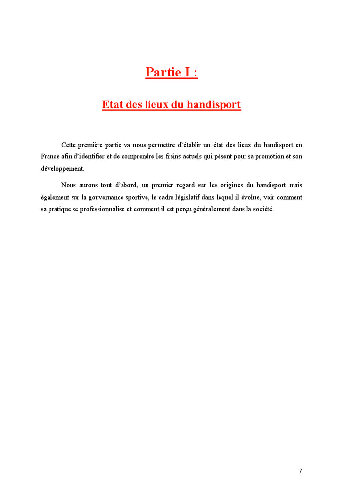 La promotion de la pratique Handisport