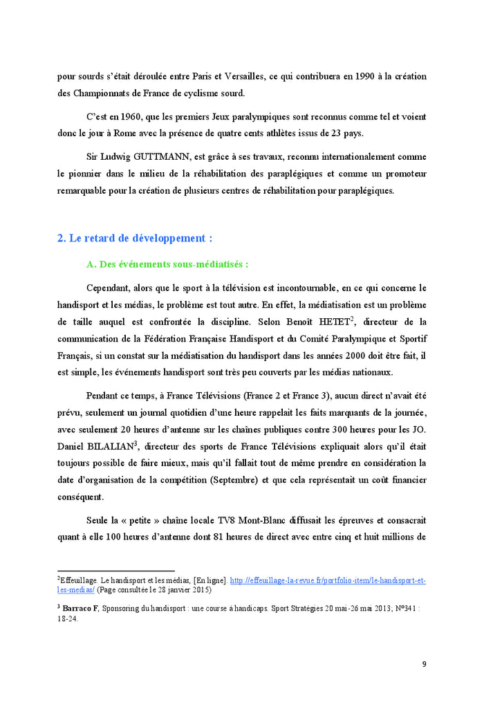 La promotion de la pratique Handisport