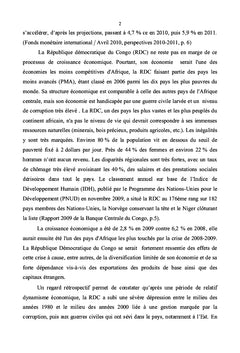 Evolution et structure du PIB de la RDC