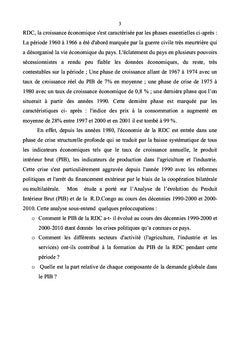Evolution et structure du PIB de la RDC