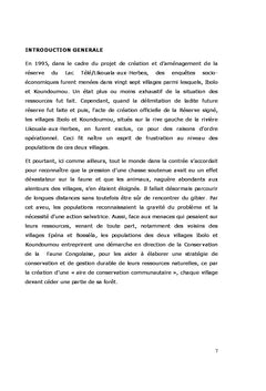 L'aire conservée des populations d'Ibolo-Koundoumou (Congo)