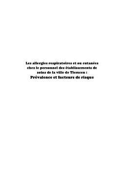 Prevalence des allergies chez le personnel de soins de Tlemcen