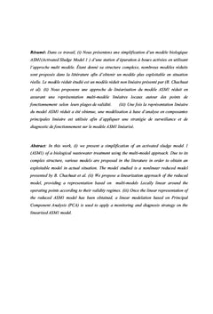 Simplification et Diagnostic de Fonctionnement d'un Modèle ASM1