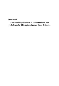 Enseignement de la communication non verbale en classe de langue