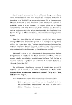 La banque participative au Maroc et le financement de la PME