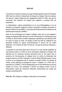 Etat des lieux de la RSe dans les banques au Senegal