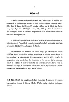 Modélisation de la croissance de la moule par le modèle DEB