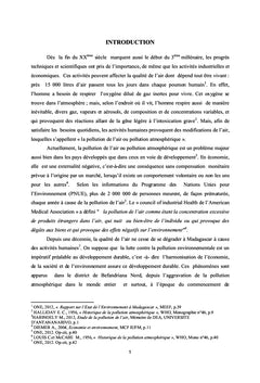 Impacts socio-economiques de la pollution atmospherique A Madagascar
