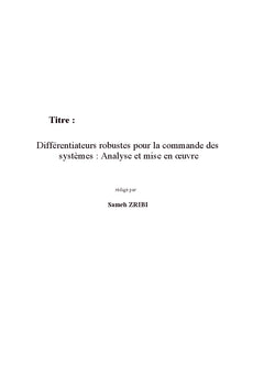 Différentiateurs robustes pour la commande des systèmes