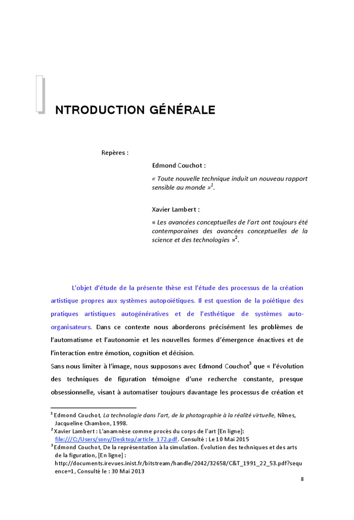 Processus créatifs et systèmes autogénératifs