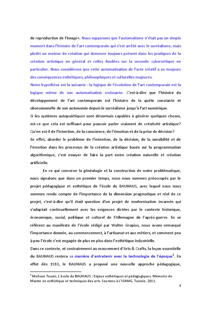 Processus créatifs et systèmes autogénératifs