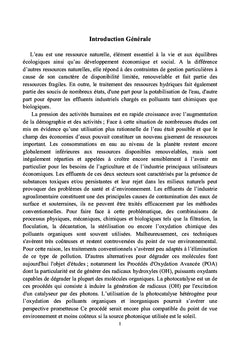 Traitement Des eaux Par Photocatalyse (UV / TiO2)